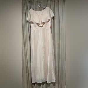 Elegant Cream Jumpsuit floor length with Over Skirt Ruffle, Size 12